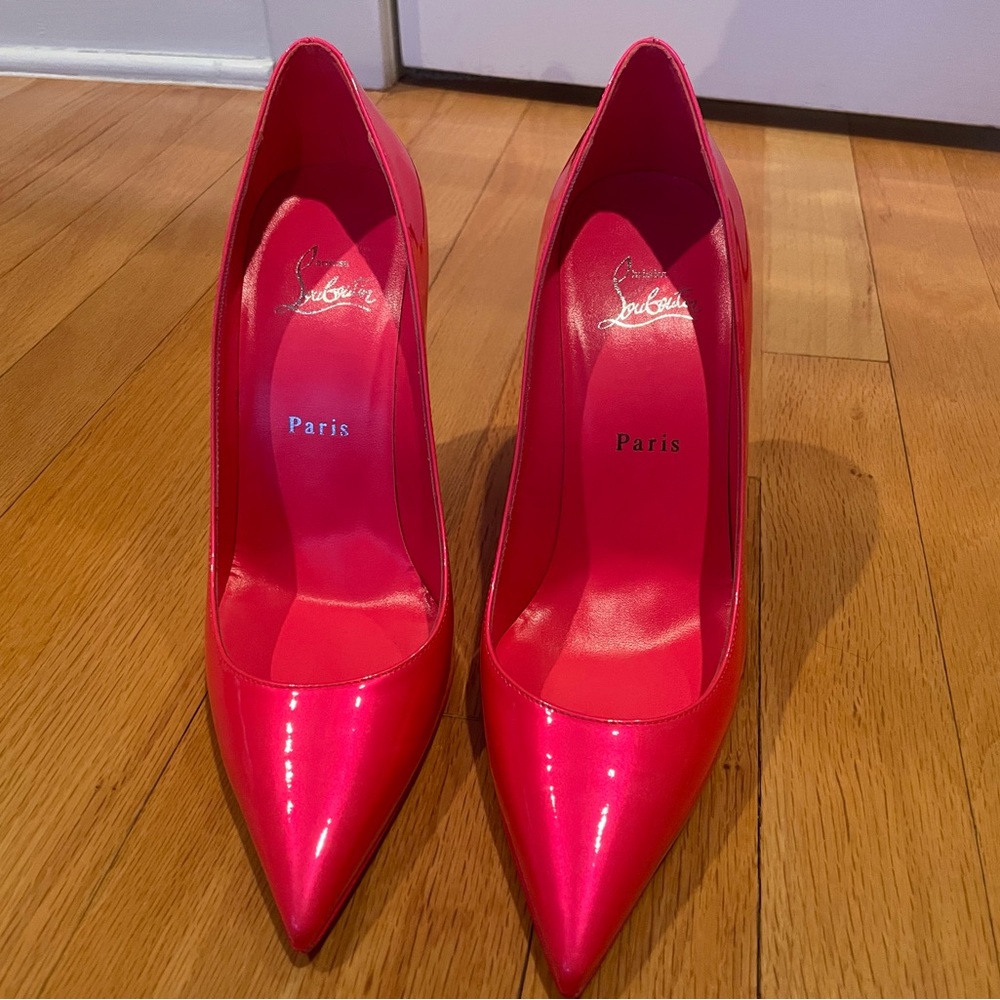 Kate 100 Patent Leather Fluorescent Pink heels size 38.5